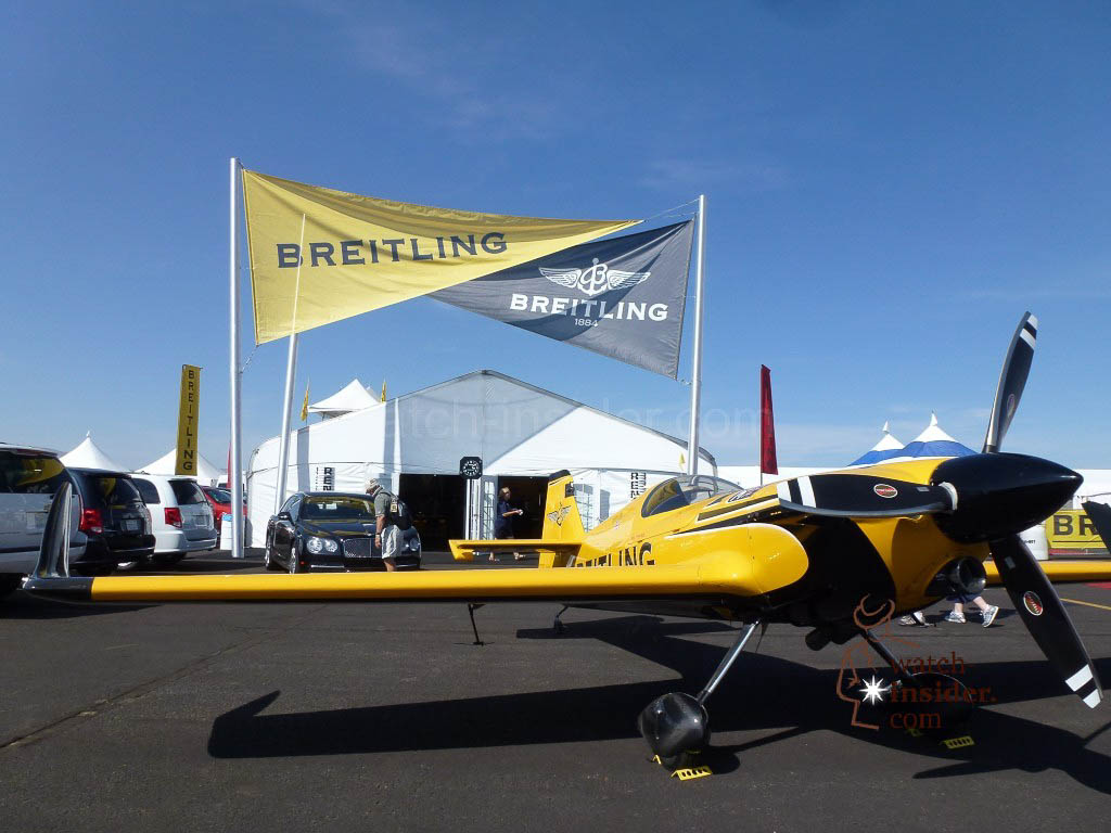 Nigel Lamb´s aircraft MXS-R standing in front of the Breitling Chalet here in reno