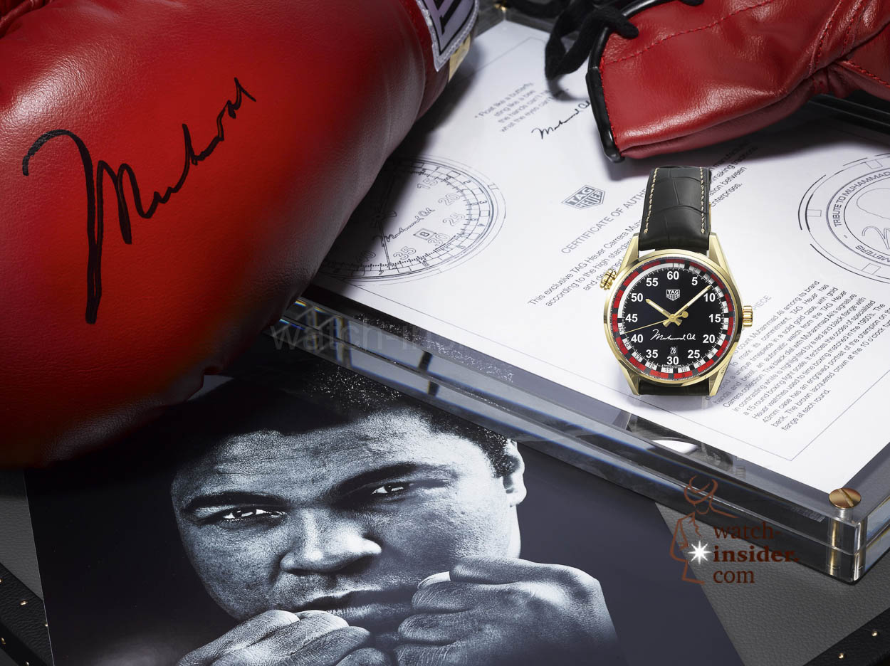 Unique piece in gold of the TAG Heuer CARRERA Calibre 5 “RING MASTER” Special Edition Tribute to Muhammad Ali
